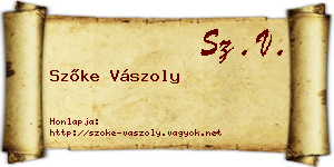 Szőke Vászoly névjegykártya
